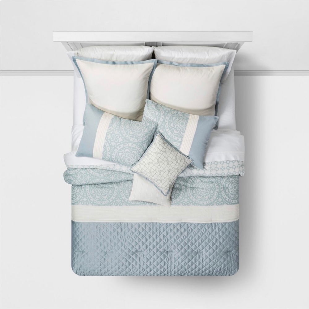 Queen 8pc Brighton Comforter Set Teal - Home